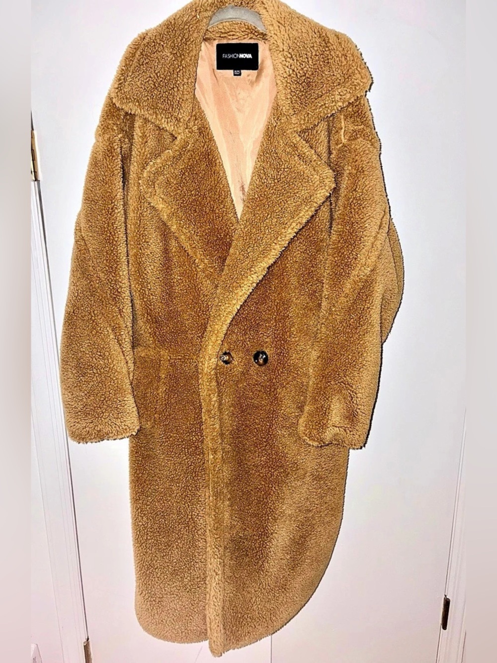 Fashion Nova Teddy Coat in Brown
